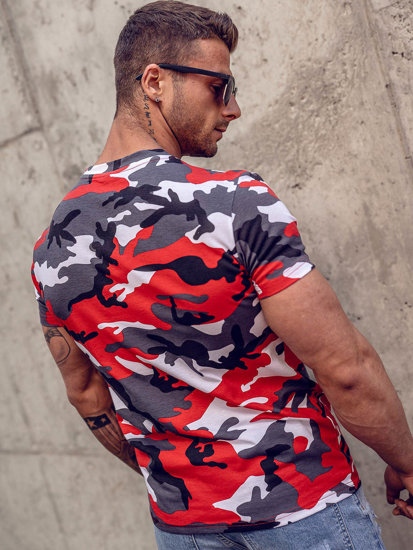 Camiseta de manga corta con impresión de camuflaje para hombre rojo Bolf 8T233A