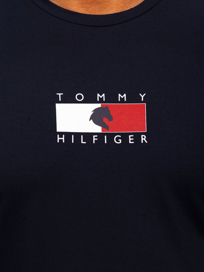 Camiseta de manga corta con impresión para hombre azul oscuro Tommy Hilfiger TH10082