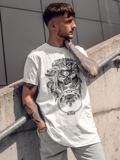 Camiseta de manga corta con impresión para hombre blanco Bolf 0202