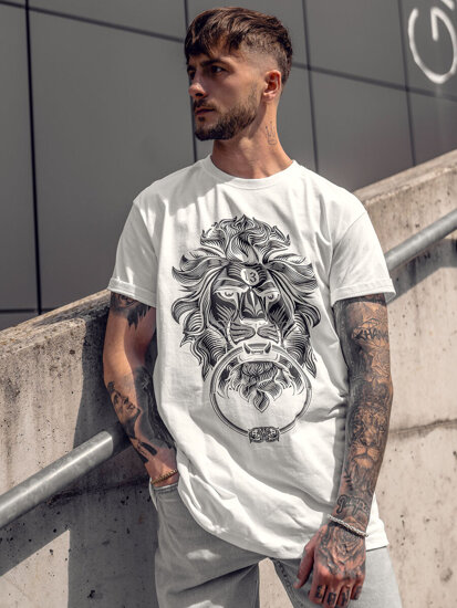 Camiseta de manga corta con impresión para hombre blanco Bolf 0202A