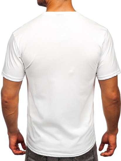 Camiseta de manga corta con impresión para hombre blanco Bolf 0303