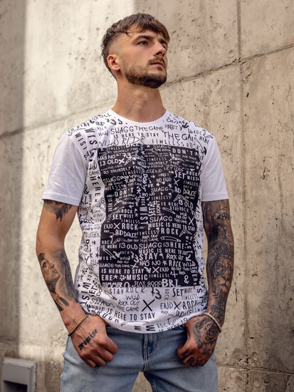 Camiseta de manga corta con impresión para hombre blanco Bolf 1173A