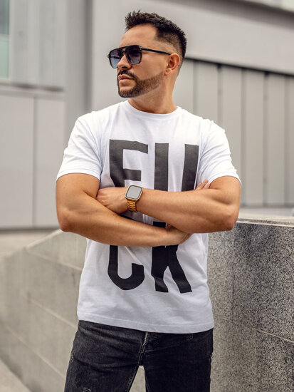 Camiseta de manga corta con impresión para hombre blanco Bolf 1267A