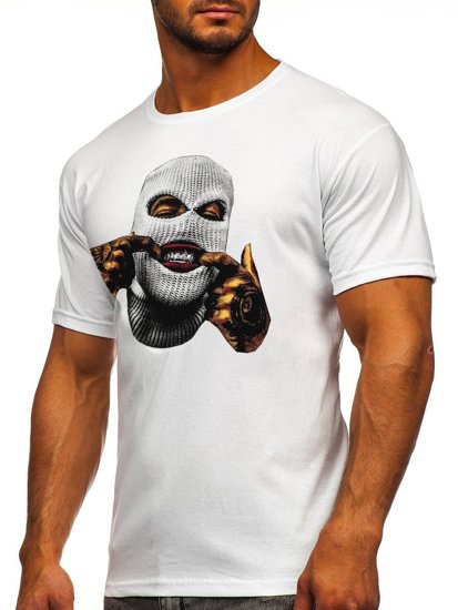 Camiseta de manga corta con impresión para hombre blanco Bolf 142172