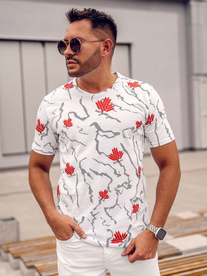 Camiseta de manga corta con impresión para hombre blanco Bolf 14905A