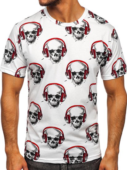 Camiseta de manga corta con impresión para hombre blanco Bolf 14919