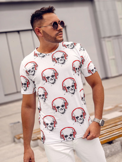 Camiseta de manga corta con impresión para hombre blanco Bolf 14919A