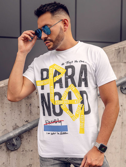 Camiseta de manga corta con impresión para hombre blanco Bolf 2309A-1