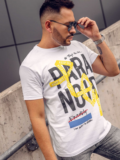 Camiseta de manga corta con impresión para hombre blanco Bolf 2309A-1