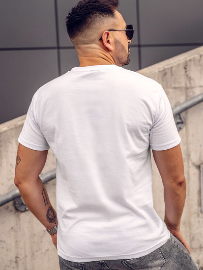 Camiseta de manga corta con impresión para hombre blanco Bolf 2309A-1