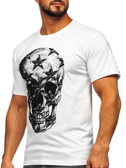 Camiseta de manga corta con impresión para hombre blanco Bolf 6300