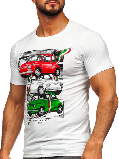 Camiseta de manga corta con impresión para hombre blanco Bolf HM918