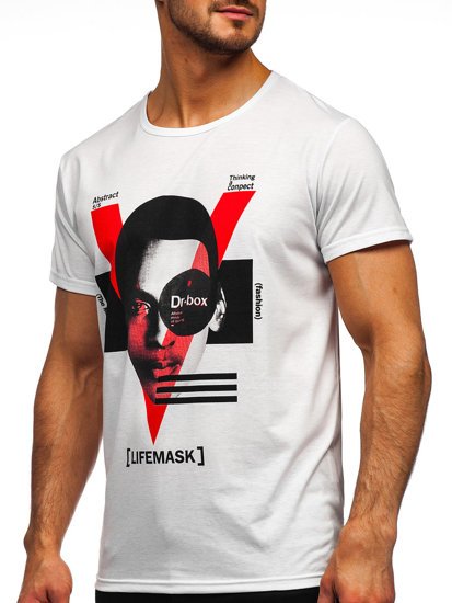 Camiseta de manga corta con impresión para hombre blanco Bolf KS2552