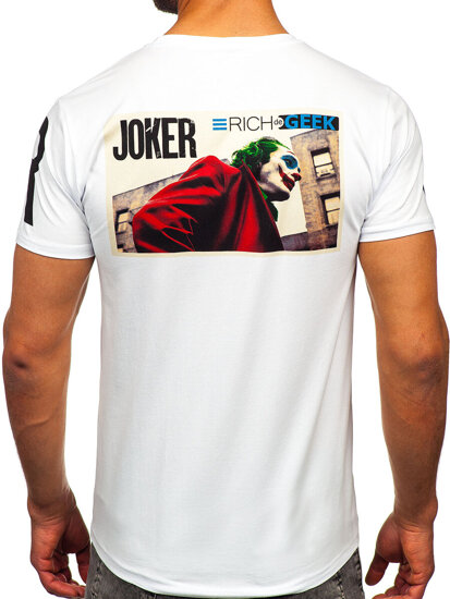 Camiseta de manga corta con impresión para hombre blanco Bolf M195