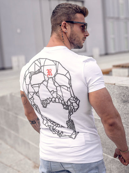 Camiseta de manga corta con impresión para hombre blanco Bolf MT3026