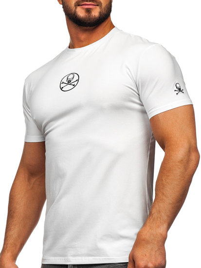 Camiseta de manga corta con impresión para hombre blanco Bolf MT3040