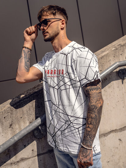 Camiseta de manga corta con impresión para hombre blanco Bolf SS10935