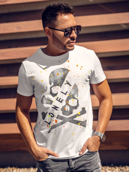 Camiseta de manga corta con impresión para hombre blanco Bolf Y70008A