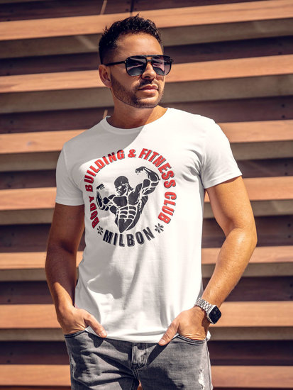 Camiseta de manga corta con impresión para hombre blanco Bolf Y70015A