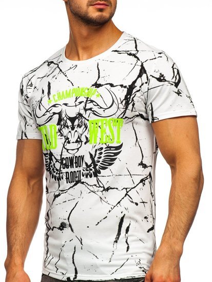 Camiseta de manga corta con impresión para hombre blanco Bolf Y70026