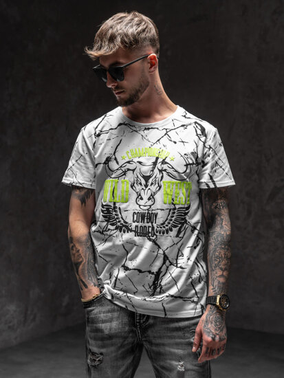 Camiseta de manga corta con impresión para hombre blanco Bolf Y70026