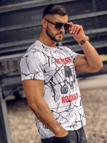 Camiseta de manga corta con impresión para hombre blanco Bolf Y70030A