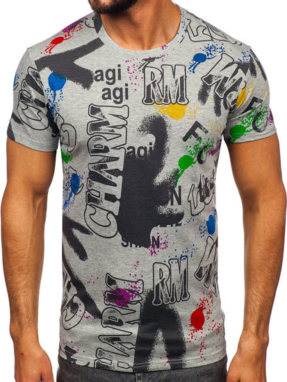 Camiseta de manga corta con impresión para hombre gris Bolf 8T967