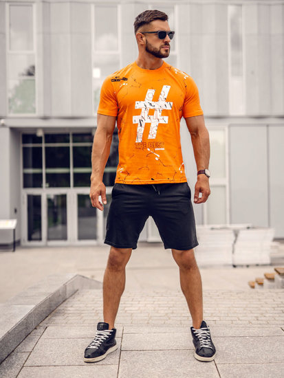 Camiseta de manga corta con impresión para hombre naranja Bolf 14728A