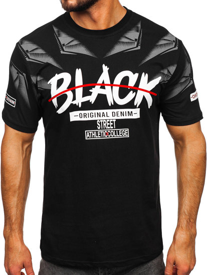 Camiseta de manga corta con impresión para hombre negro Bolf 14208