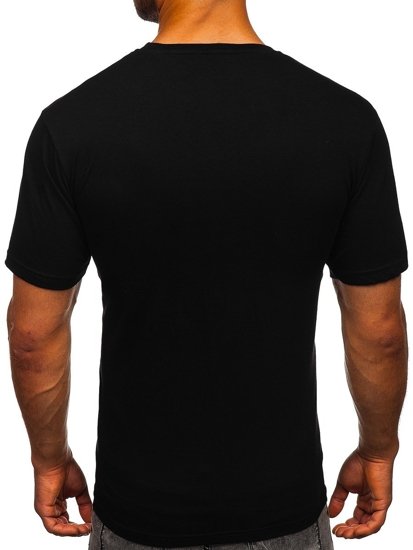 Camiseta de manga corta con impresión para hombre negro Bolf 142176