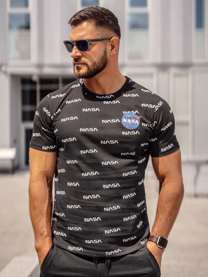 Camiseta de manga corta con impresión para hombre negro Bolf 14950A