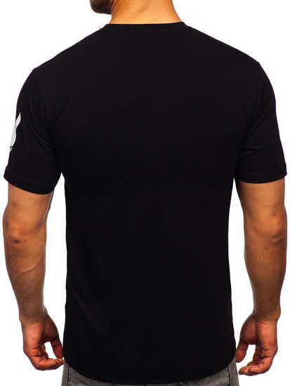 Camiseta de manga corta con impresión para hombre negro Bolf 192368