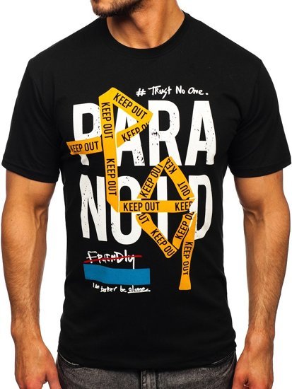 Camiseta de manga corta con impresión para hombre negro Bolf 2309-1