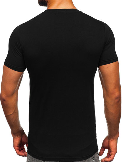 Camiseta de manga corta con impresión para hombre negro Bolf HM918