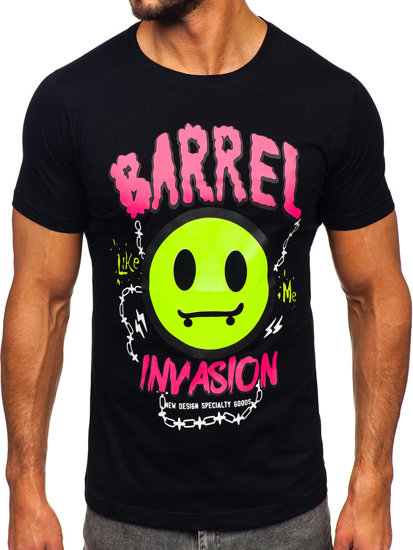 Camiseta de manga corta con impresión para hombre negro Bolf HS7233