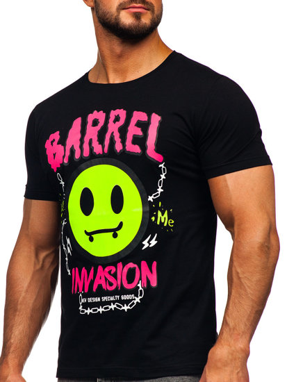 Camiseta de manga corta con impresión para hombre negro Bolf HS7233