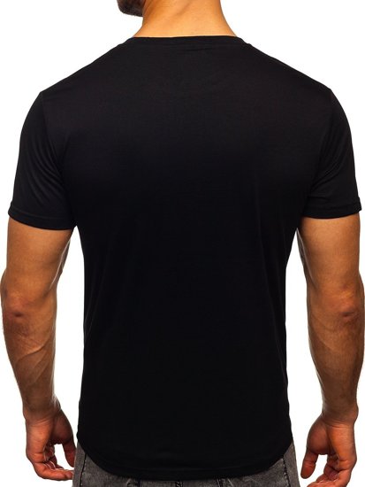 Camiseta de manga corta con impresión para hombre negro Bolf KS2385