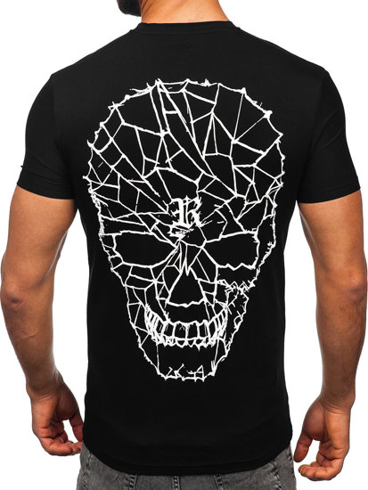 Camiseta de manga corta con impresión para hombre negro Bolf MT3027