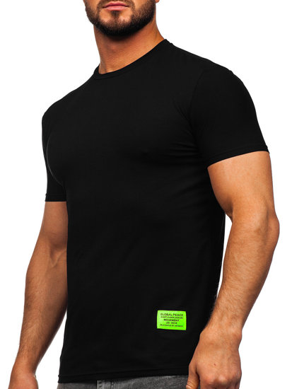 Camiseta de manga corta con impresión para hombre negro Bolf MT3046