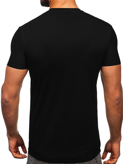 Camiseta de manga corta con impresión para hombre negro Bolf MT3046