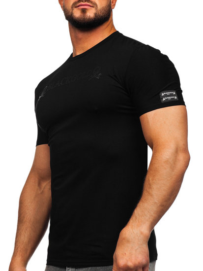 Camiseta de manga corta con impresión para hombre negro Bolf MT3050