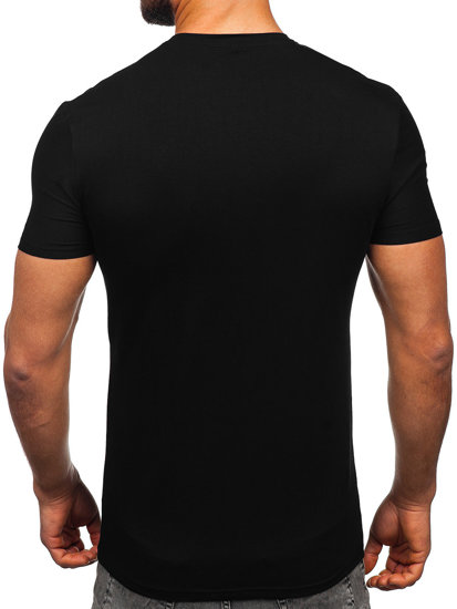 Camiseta de manga corta con impresión para hombre negro Bolf MT3050