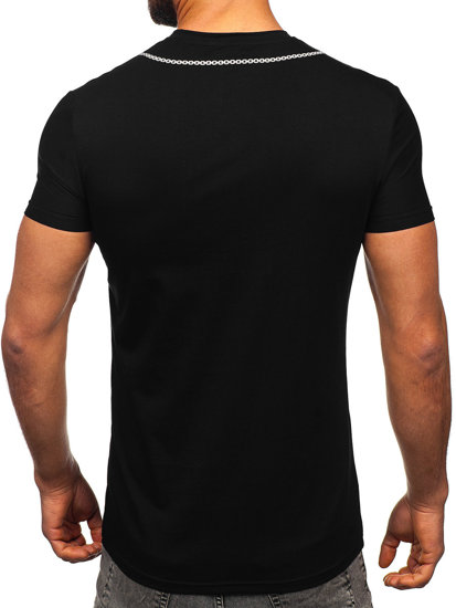 Camiseta de manga corta con impresión para hombre negro Bolf MT3051