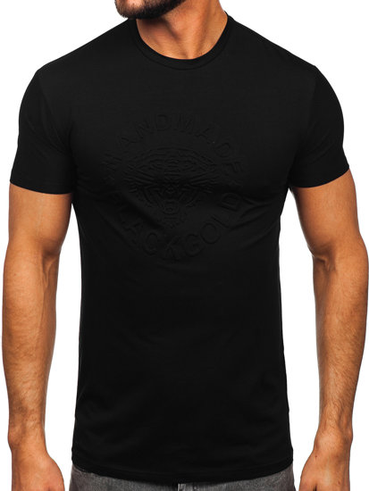 Camiseta de manga corta con impresión para hombre negro Bolf MT3056