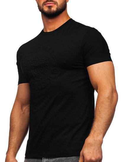 Camiseta de manga corta con impresión para hombre negro Bolf MT3056