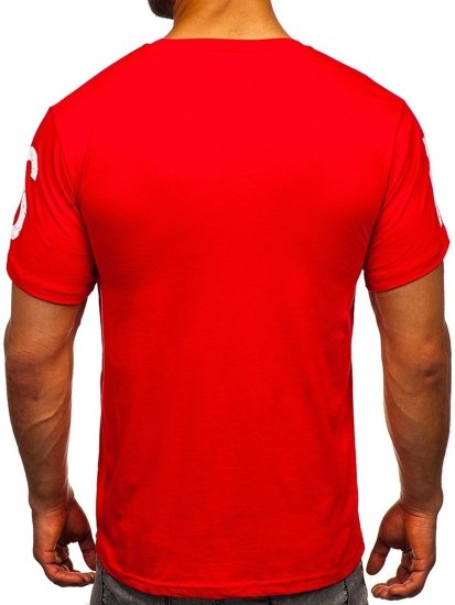 Camiseta de manga corta con impresión para hombre rojo Bolf 1180