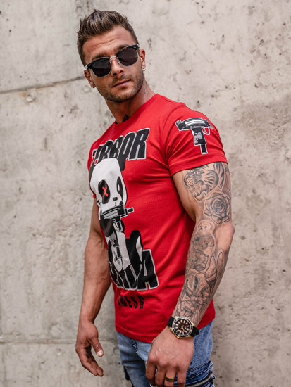 Camiseta de manga corta con impresión para hombre rojo Bolf 2291A