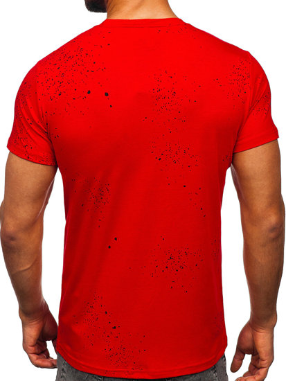 Camiseta de manga corta con impresión para hombre rojo Bolf 8T232