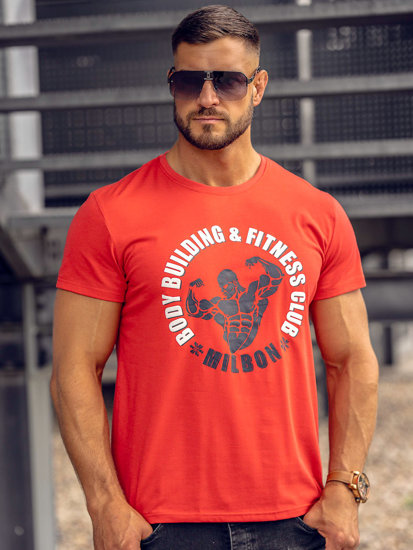 Camiseta de manga corta con impresión para hombre rojo Bolf Y70015A