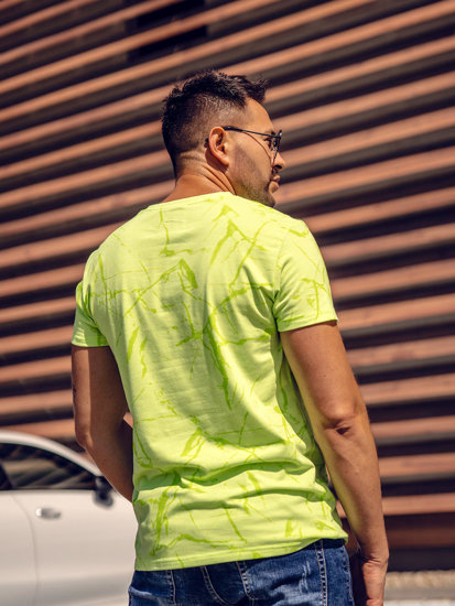 Camiseta de manga corta con impresión para hombre verde y fluorescente Bolf Y70030A